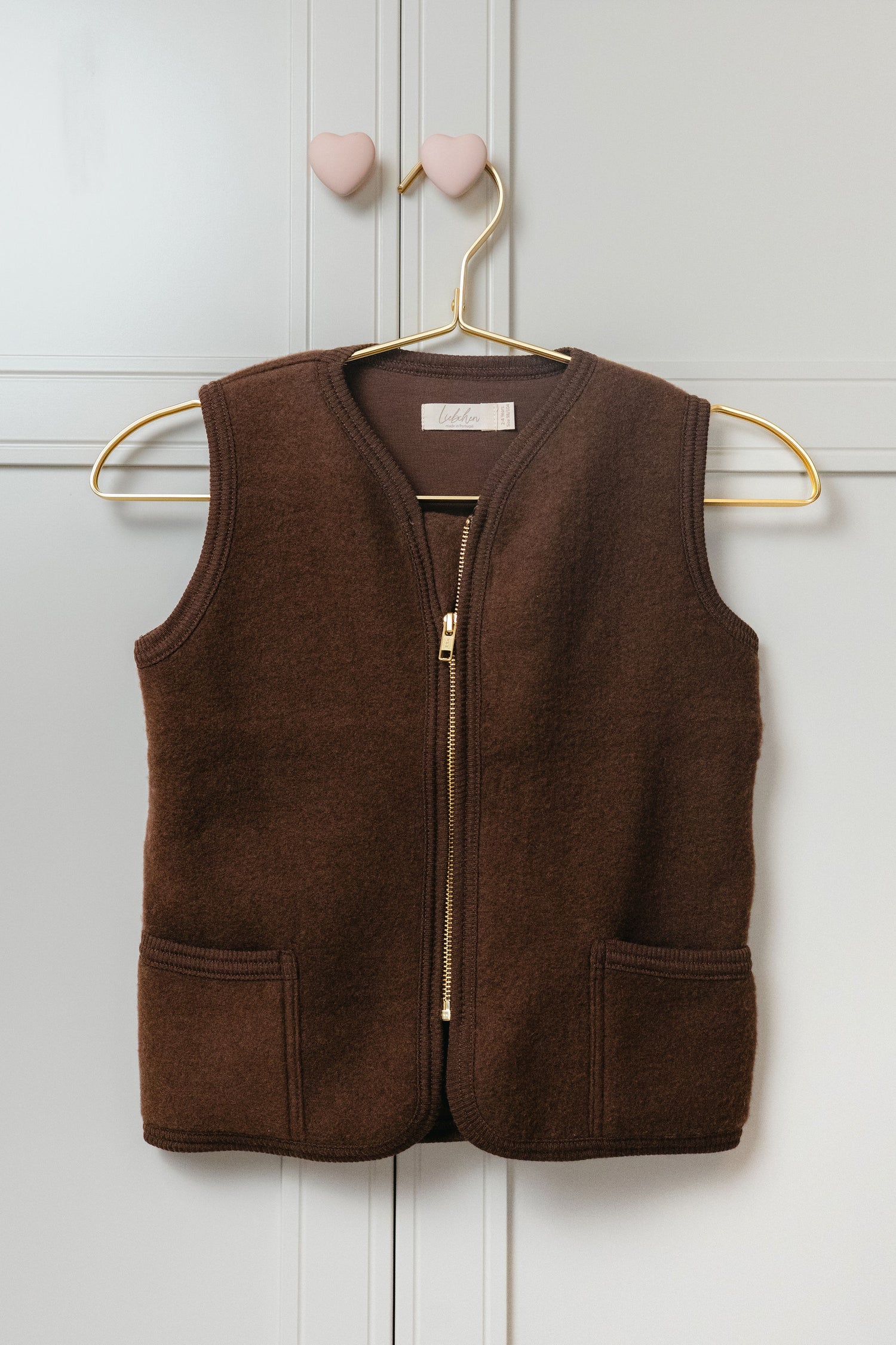 Merino Wool Fleece Vest in Rose Quartz