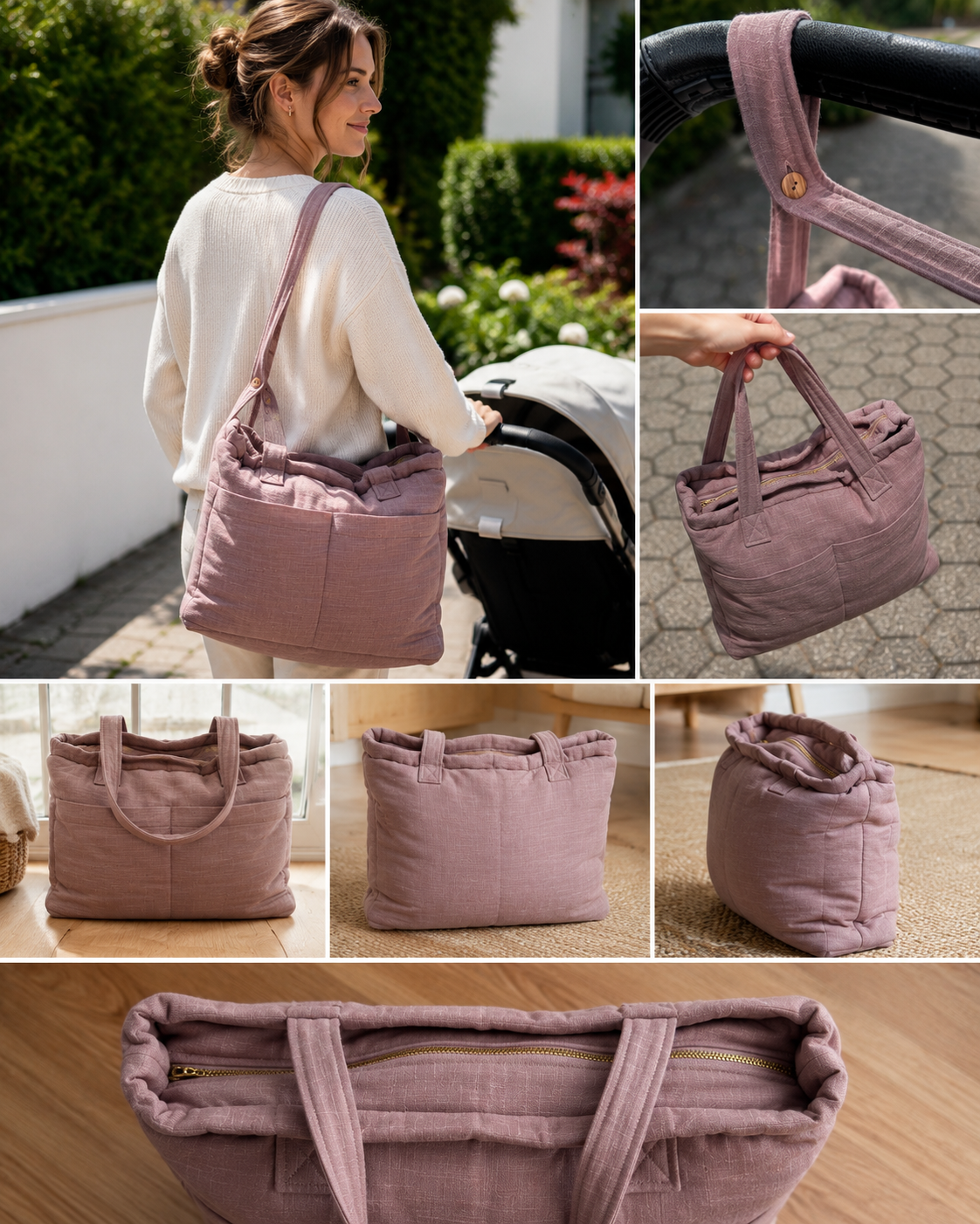Organic cotton changing bag for the pram