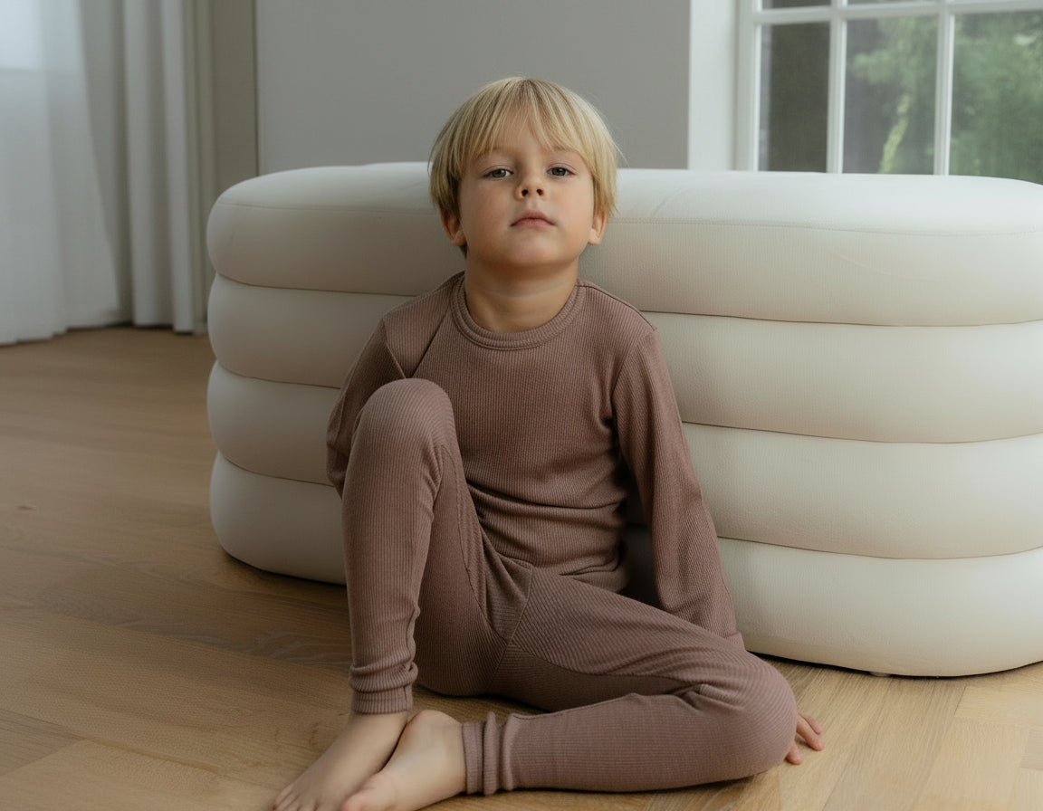 Langarmshirt aus Merinowolle in Rippstrick