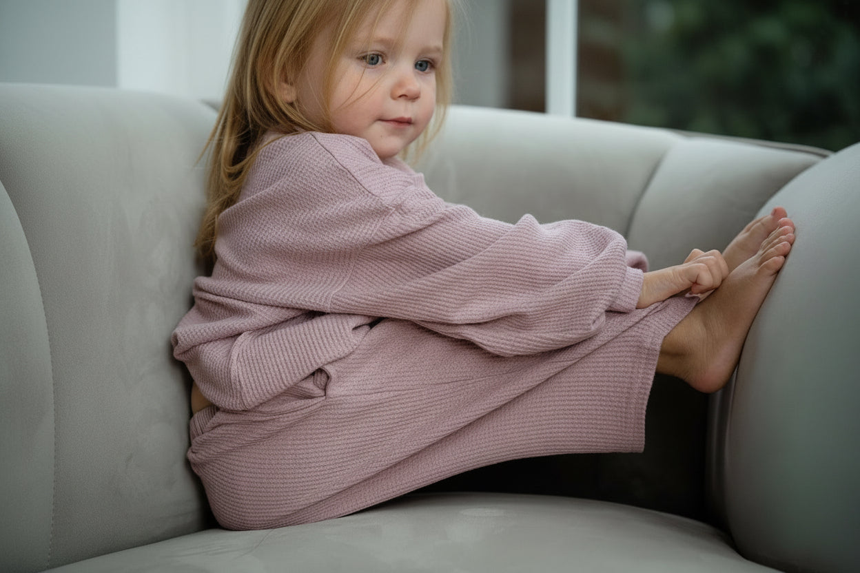 Waffle-textured organic cotton and linen barrel-leg trousers