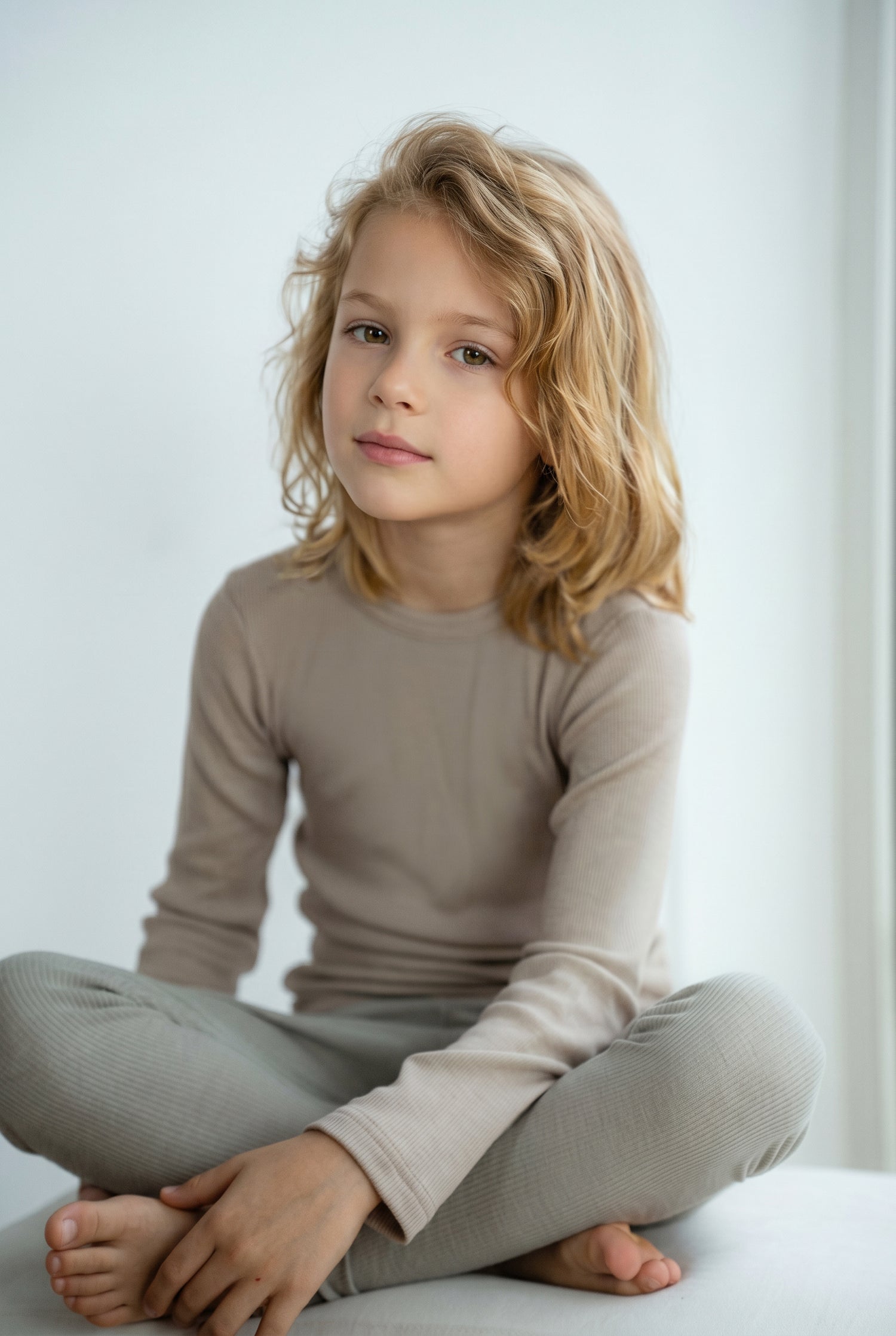Langarmshirt aus Merinowolle in Rippstrick