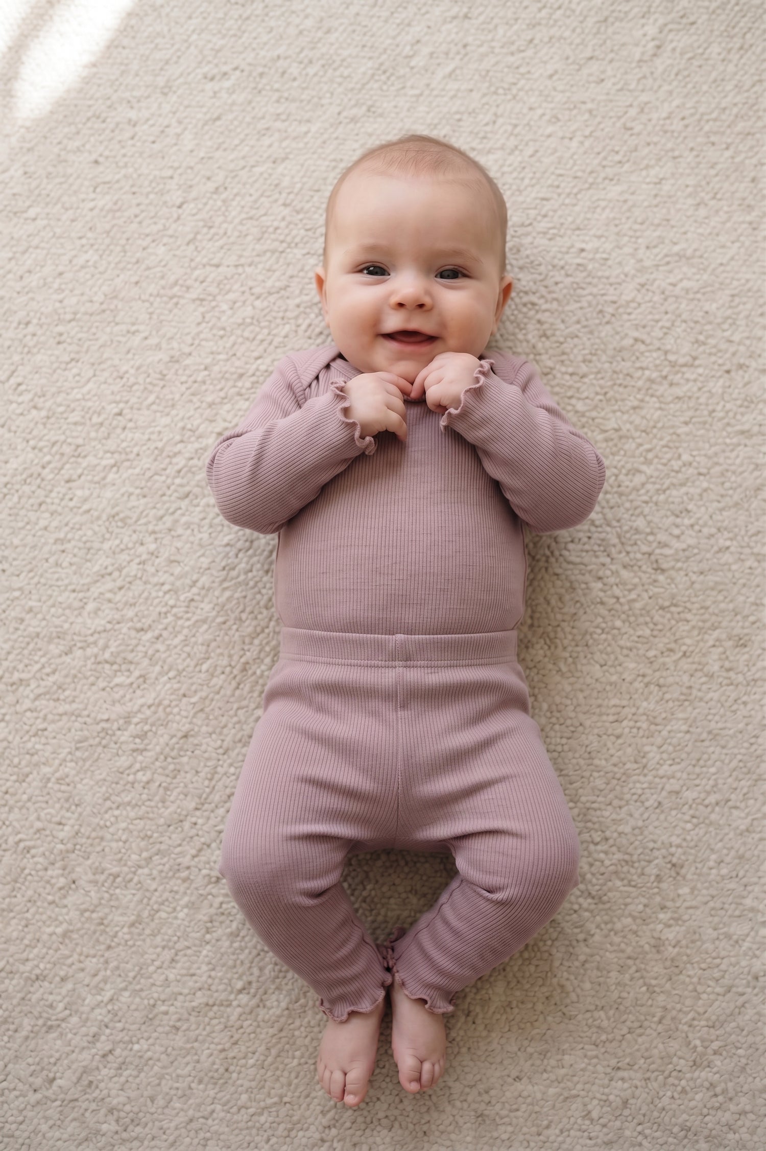Leggings mit Rüschen aus Merinowolle für Babys