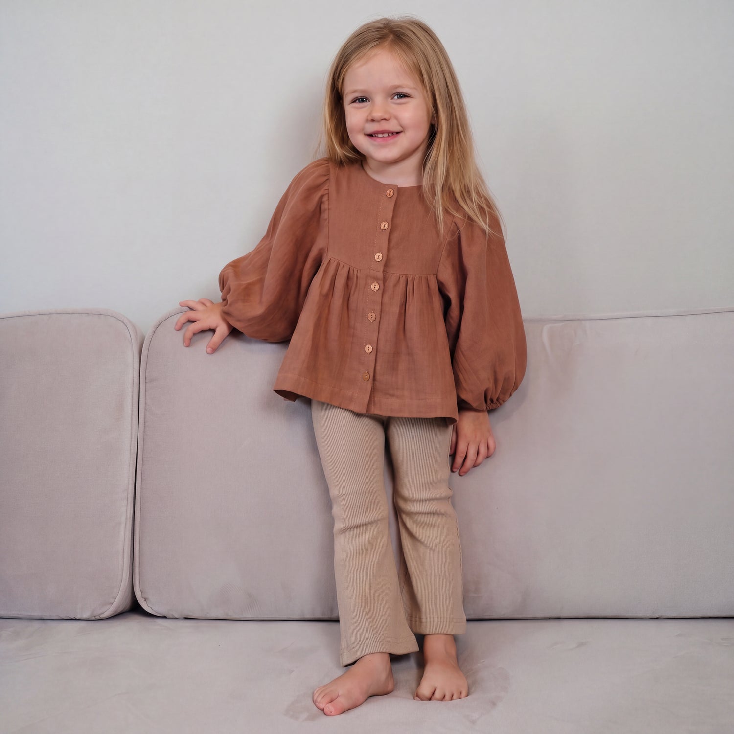 Reversible Organic Cotton Blouse in Guava
