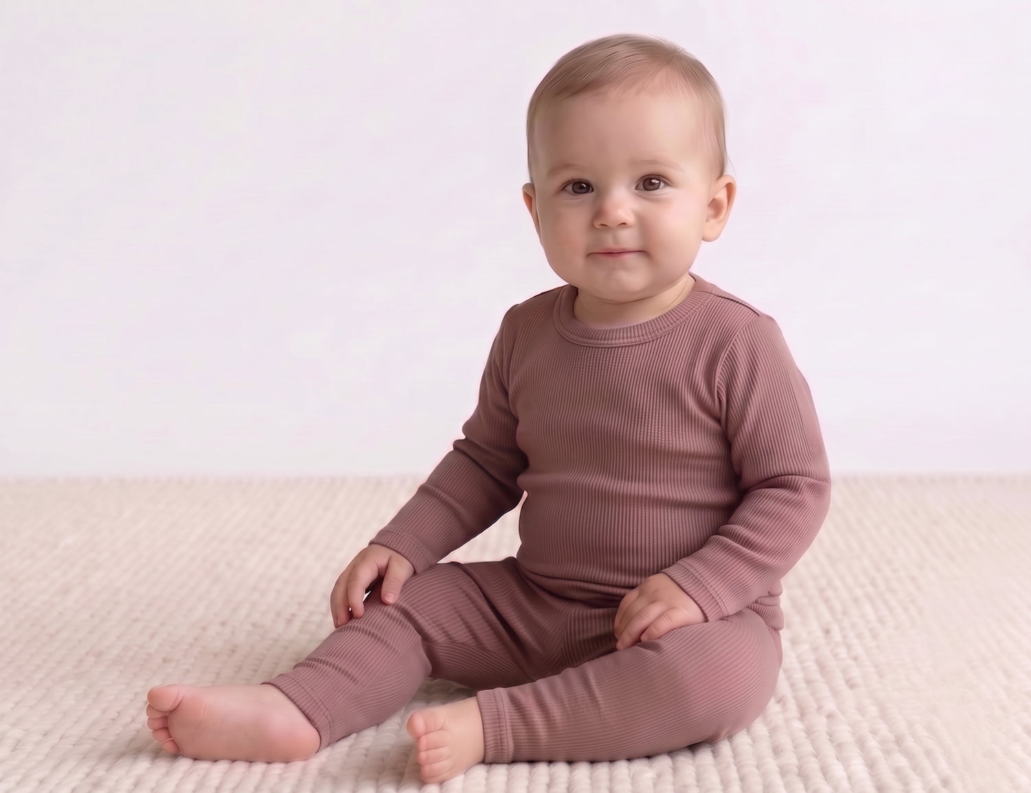 Langarmshirt aus Merinowolle in Rippstrick