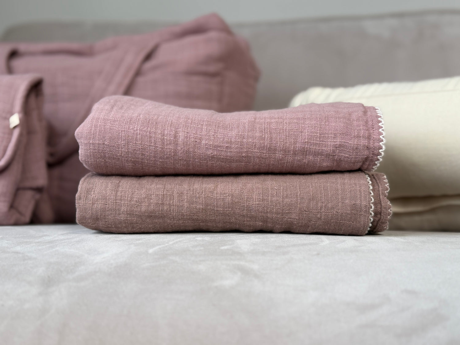 Personalized Muslin Baby Blanket with Embroidered Name
