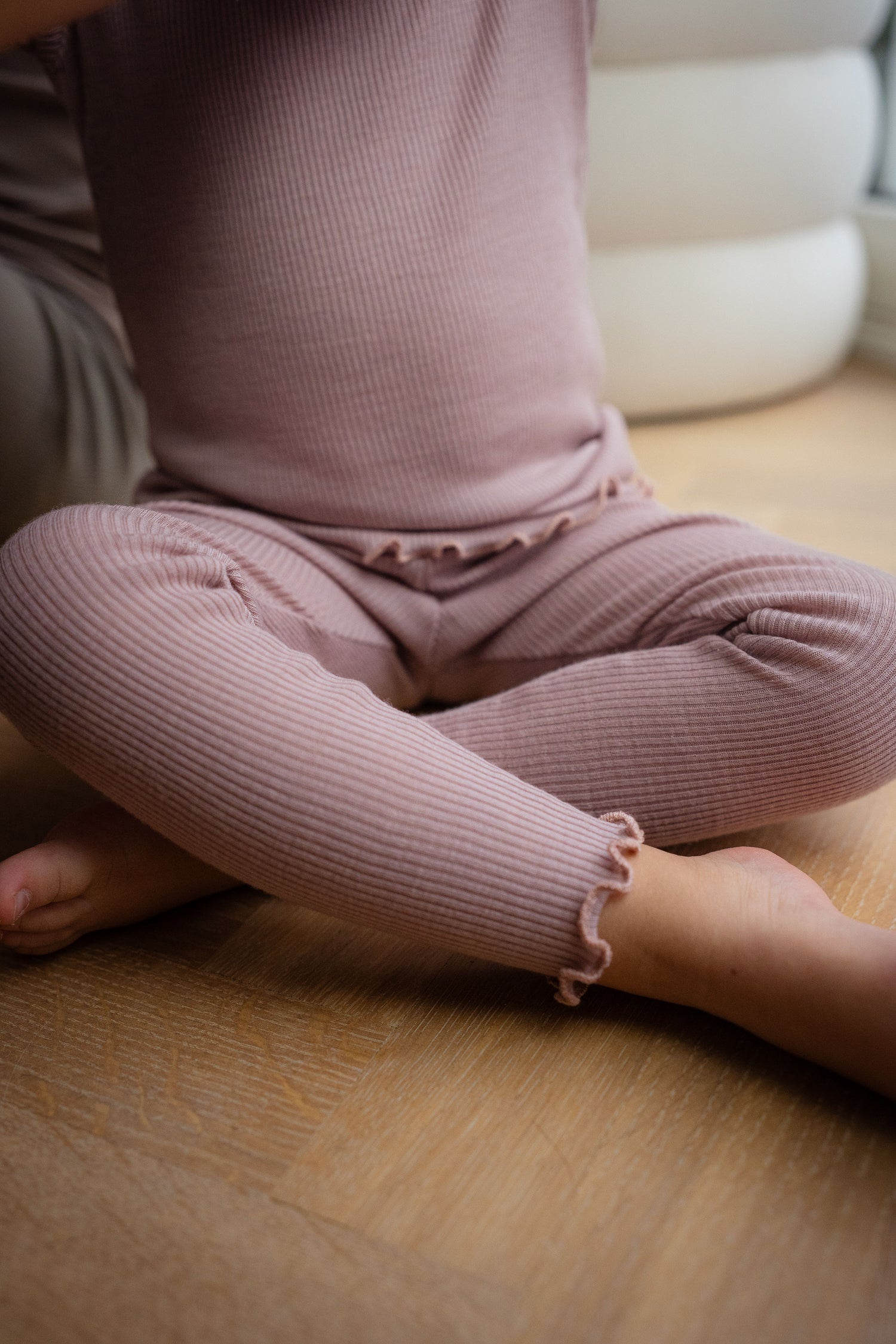 Leggings mit Rüschen aus Merinowolle