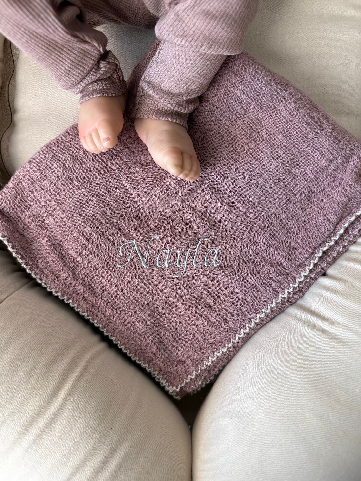 Personalized Organic Cotton Muslin Baby Blanket