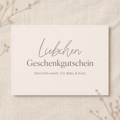 Liebchen Geschenkgutschein für natürliche Baby- und Kindermode aus Bio-Merinowolle und Bio-Baumwolle