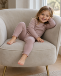 Merino-Set mit Rüschen: Langarmshirt und Leggings