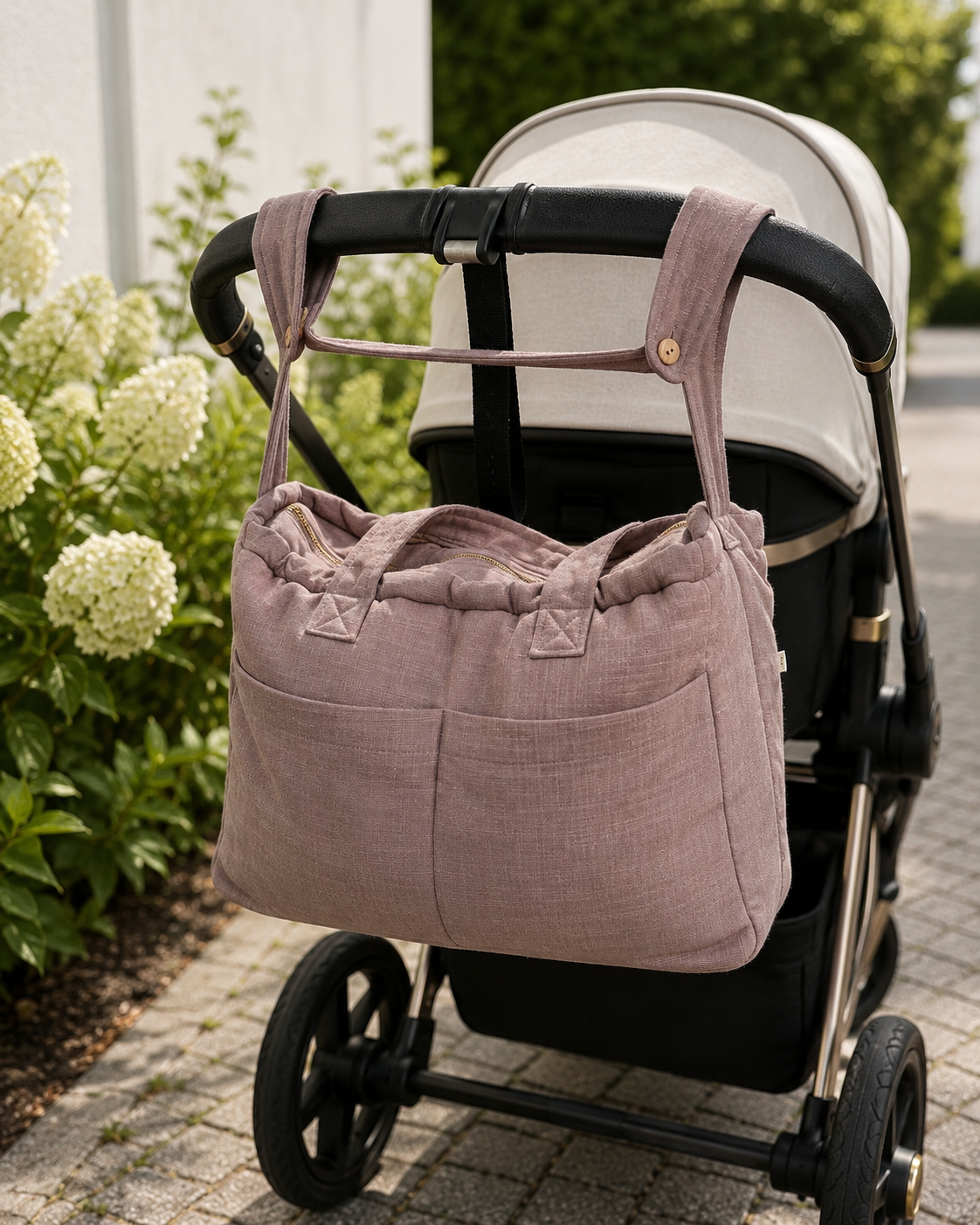 Organic cotton changing bag for the pram