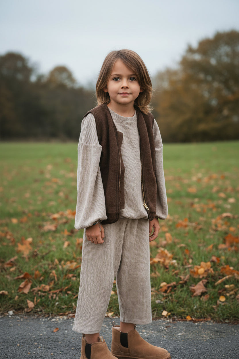 Organic Cotton and Linen Waffle Balloon Sweatshirt