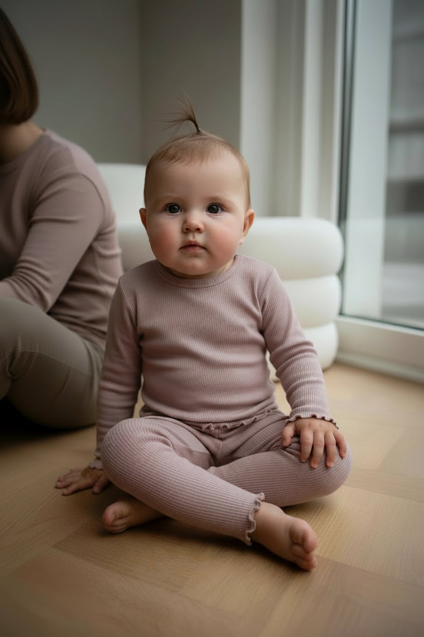 Langarmshirt mit Rüschen aus Merinowolle für Babys